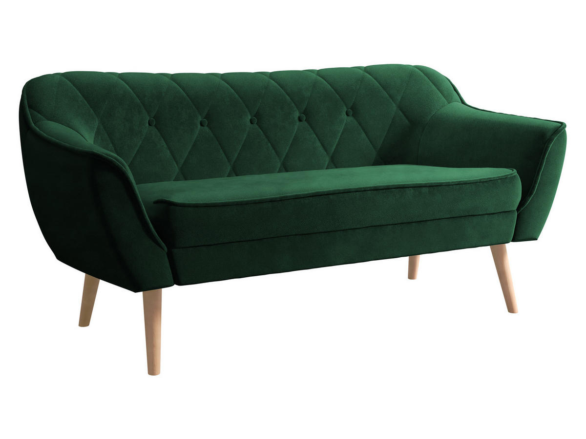 SOFA Skand 2 - Smaragdgrün/Naturfarben, Holz/Textil (140/75/74cm) - MIRJAN24