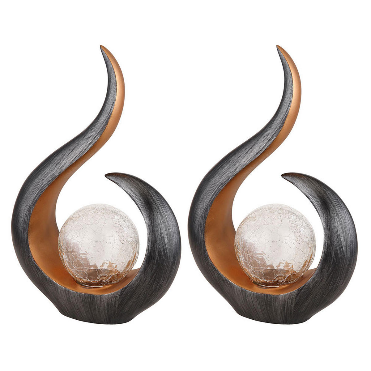 LED AUSSENLEUCHTE Solarlampe Schwarz matt 2er Set - Schwarz, Glas (22.5/10/33.5cm) - Globo Lighting