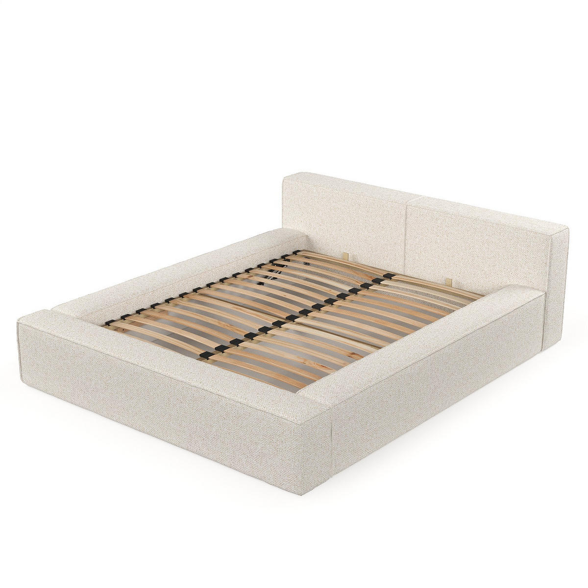 POLSTERBETT Casto mit Stauraum 180/200 cm Creme im Blur Stoff - Creme/Schwarz, Holz/Holzwerkstoff (180/200cm) - AltaBeds