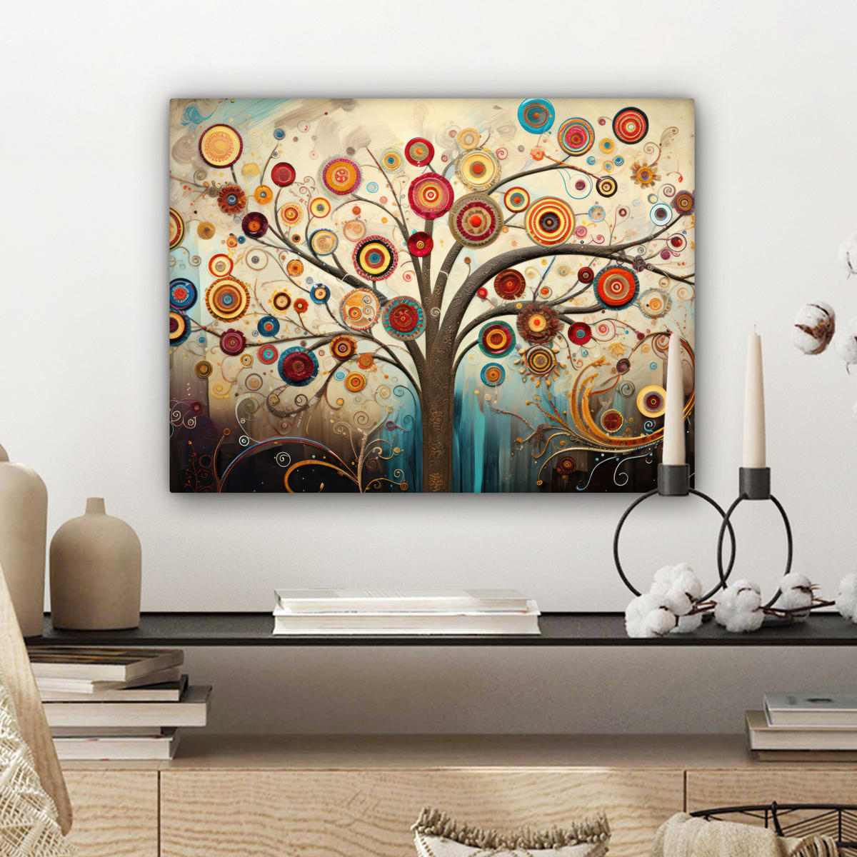 LEINWANDBILD Baum - Baum des Lebens - Farbe Wandbild 40x30 cm - Braun, Textil (40/30cm) - MuchoWow