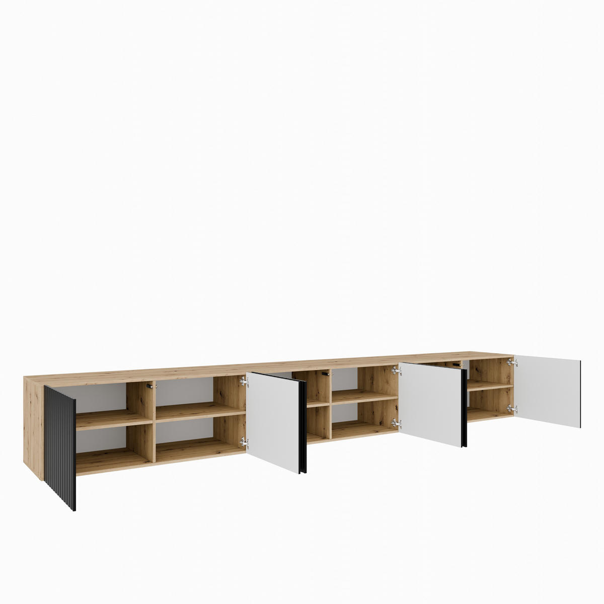 TV-SCHRANK Mio 300 cm, sechstürig, artisan, schwarz - Schwarz/Eiche Artisan, Kunststoff (300/41/40cm) - Margaret Hadas24