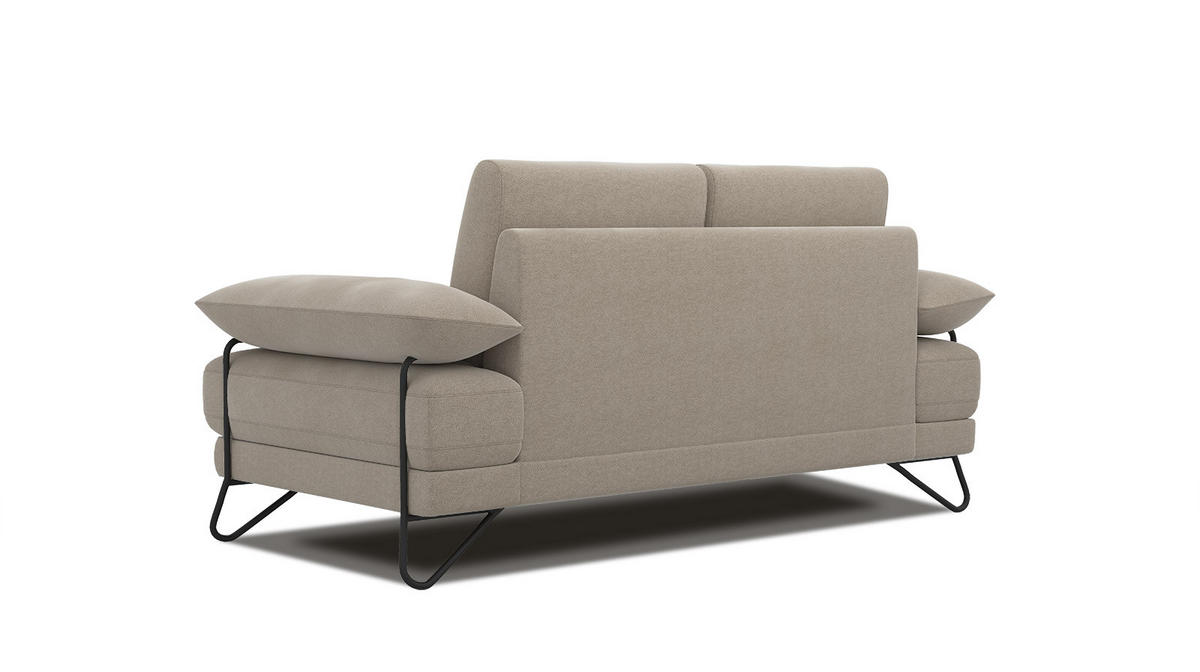 SOFA LORI 2-Sitzer, creme - Creme/Schwarz, Holzwerkstoff/Textil (185/87/96cm) - Courtois Laville