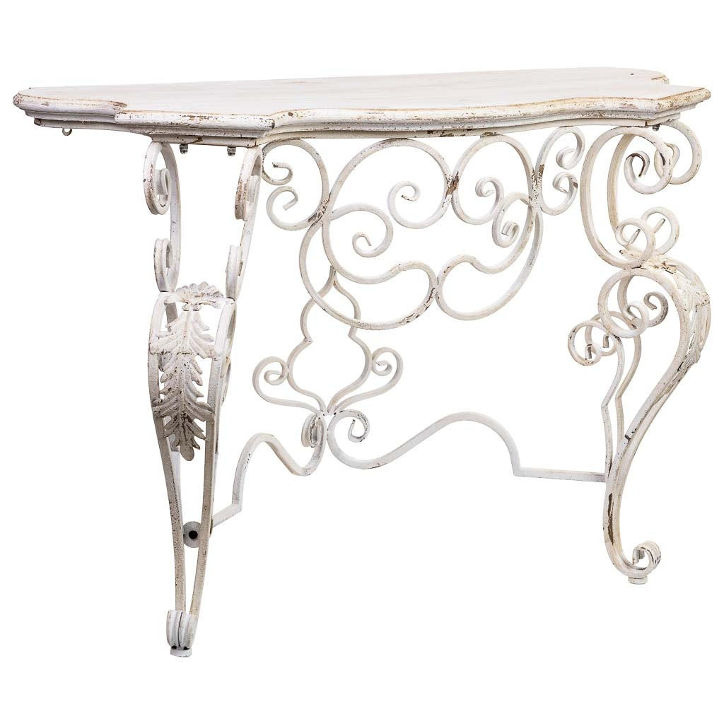 EMPFANGSTISCH aus Holz und Metall, gealtert 114x43x80 cm - Weiß, Holz (43/114/80cm) - Wanderlust