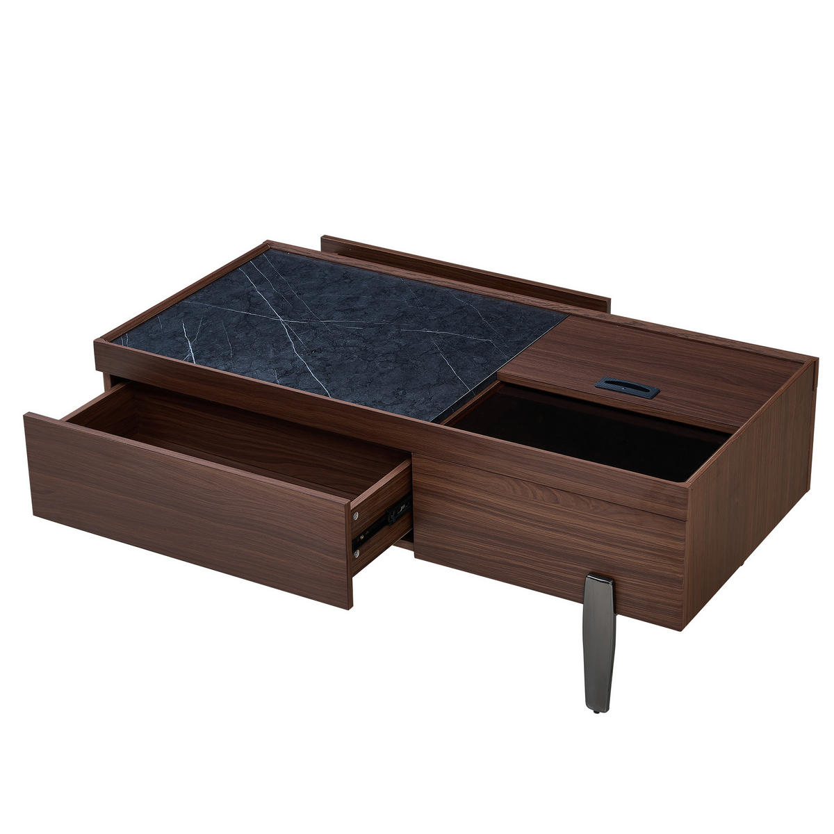 COUCHTISCH in Dunkelbraun & Marmor-Optik - Braun, Holzwerkstoff (50/105/41.5cm) - Urban Meuble