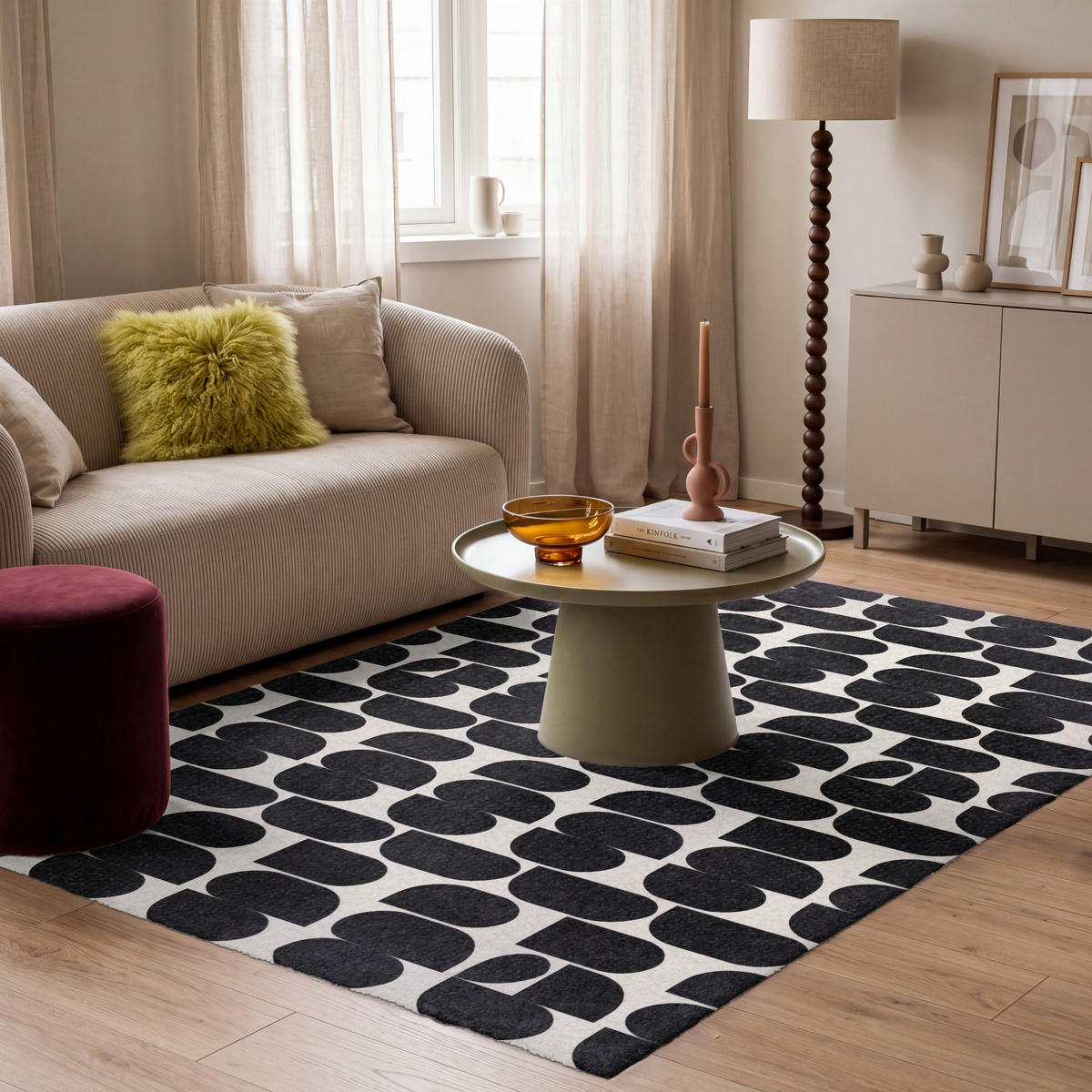 KOBERCE - Moderné - vzorované - čierne - 180x120 cm - čierna, textil/plast (180/0.4cm) - OnlyWow
