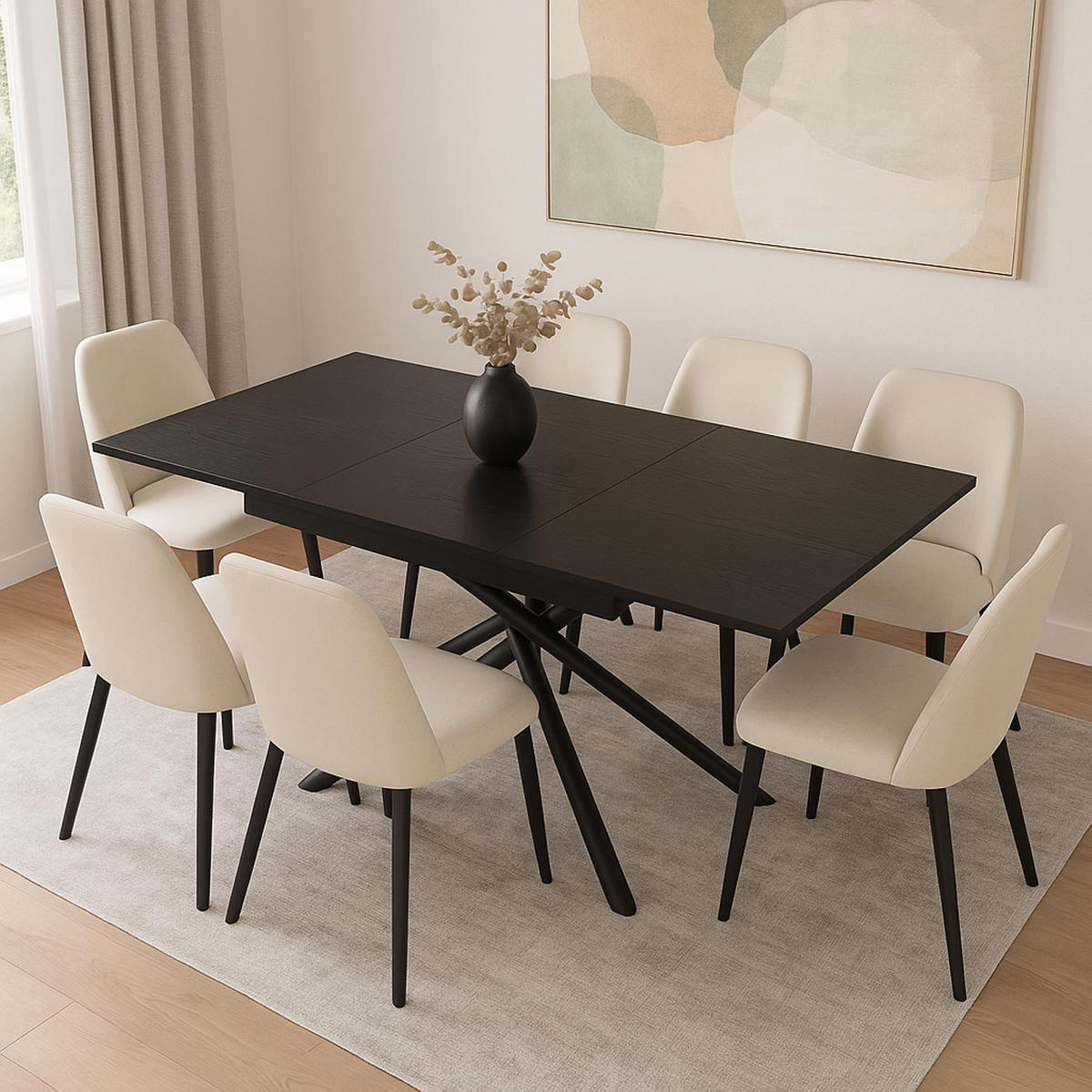 ESSZIMMERTISCH rechteck Schwarz - Schwarz, Metall (90/200/77cm) - MCW