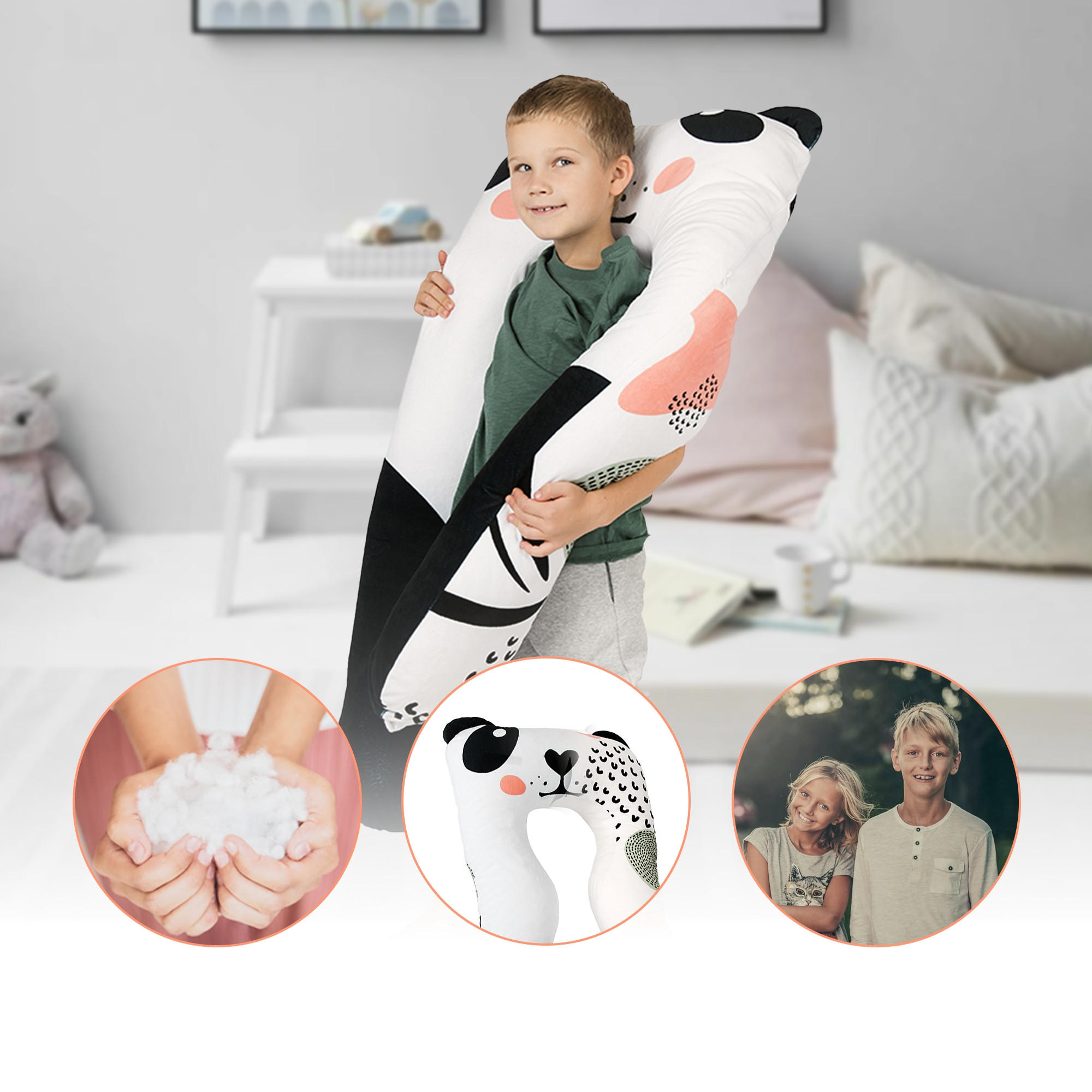 KISSEN für Kinder in U-Form Fuchs - Schwarz/Weiß, Textil (60/120cm) - KomfortKissen