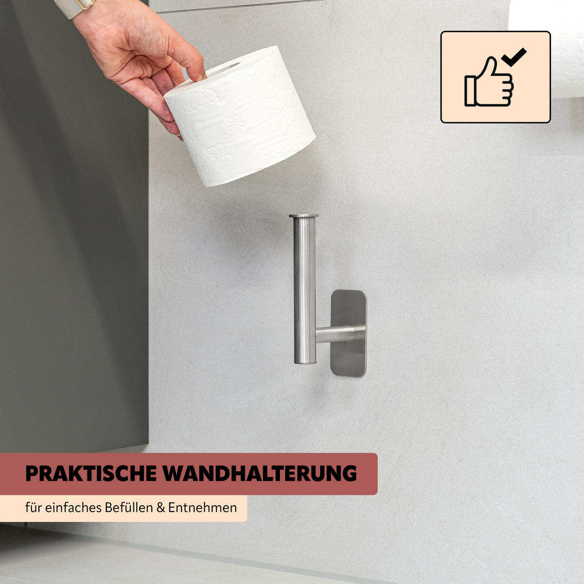 TOILETTENPAPIERHALTER PIAZZA TAPE, Edelstahl, matt - Edelstahlfarben, Metall (16.8/4.5/8.5cm) - bremermann