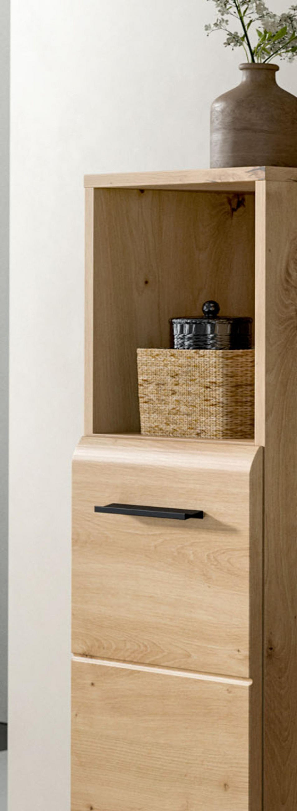 BADKOMMODE Eiche Artisan, Badezimmer Kommode 30 x 110 cm, Cover - Schwarz/Eiche Artisan, Holzwerkstoff/Kunststoff (30/110/30cm) - Inn.Furn