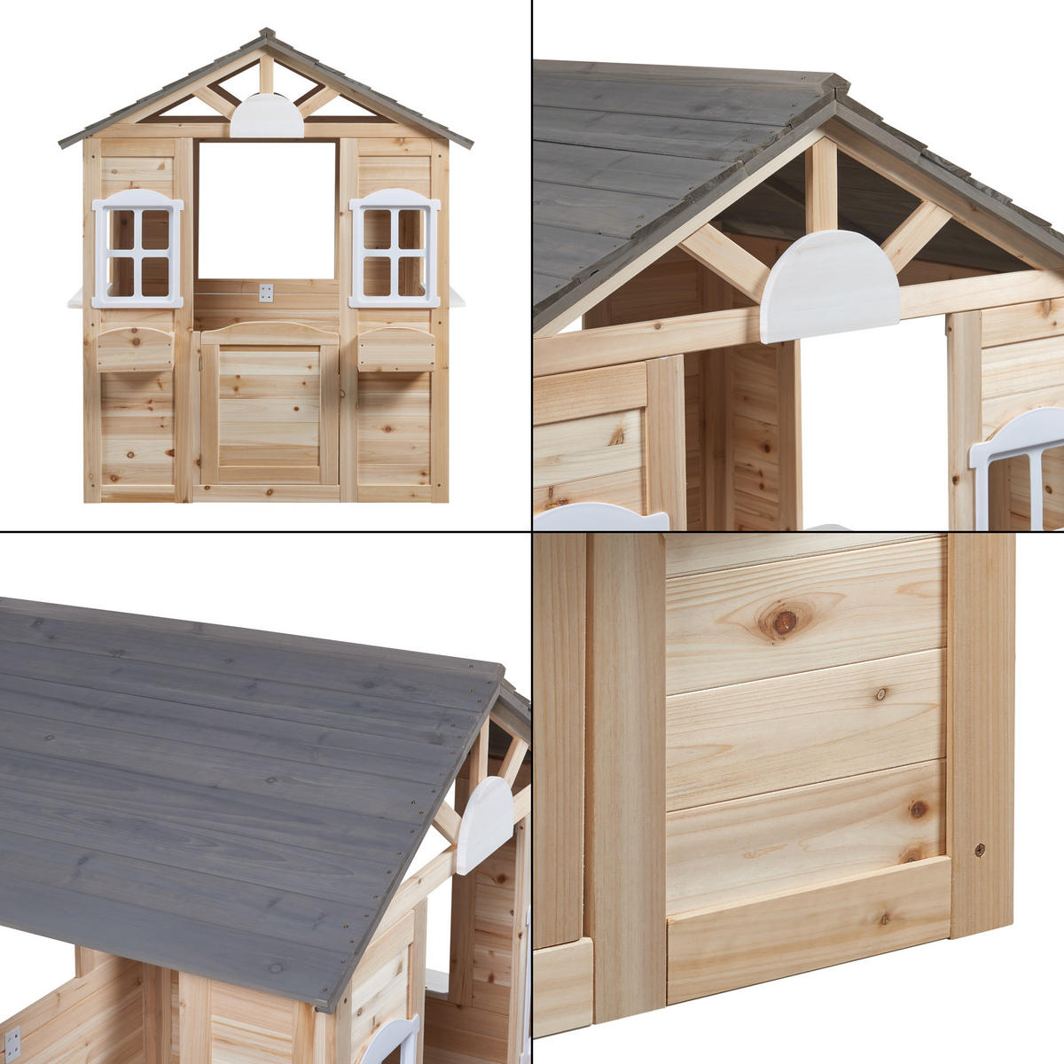 GARTENSPIELHAUS Acciano - Naturfarben/Grau, Holz (113/131/97cm) - casa.pro