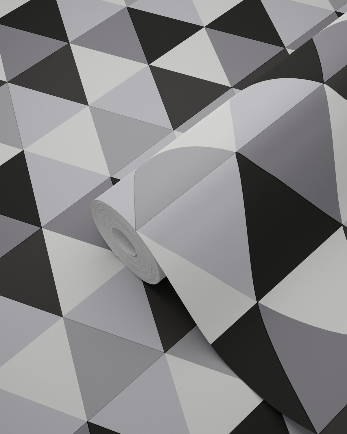 TAPETE grafische Dreiecke 53 cm x 10.05 m - Schwarz, Papier (53/1000cm) - Origin Wallcoverings