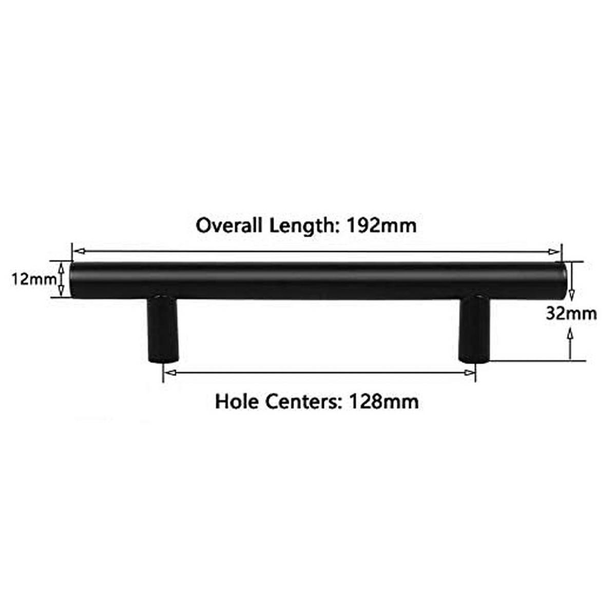 KÜCHENGRIFF Schwarz 6er-Set 128 mm Edelstahl T-Griff - Schwarz, Metall (3.2/3.2/20cm)