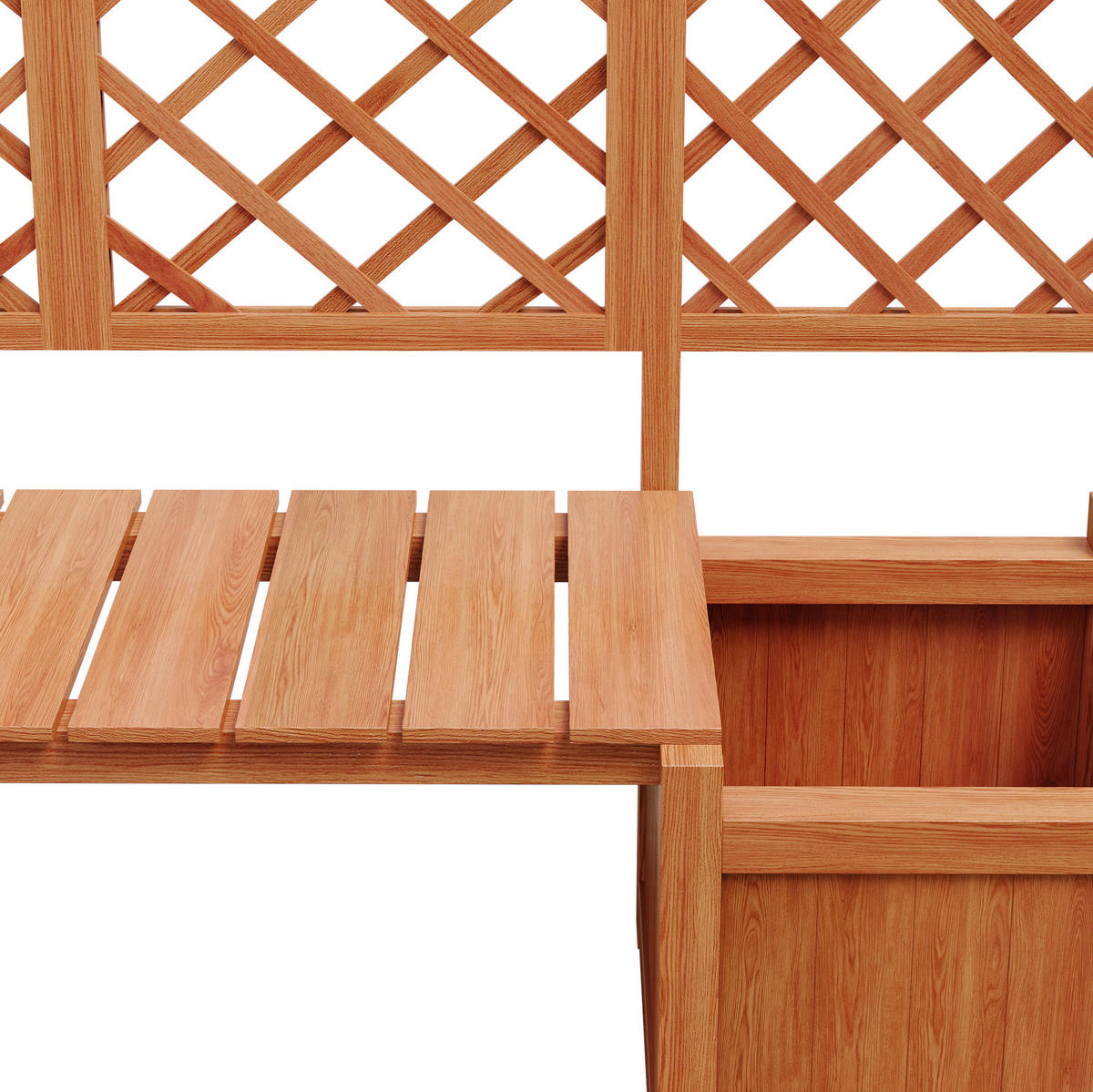 BLUMENKASTENHALTER aus Massivholz 169x145x42 cm in Natur mit Spalier & Sitzfläche - Naturfarben, Holz (42/145/169cm) - Modfu