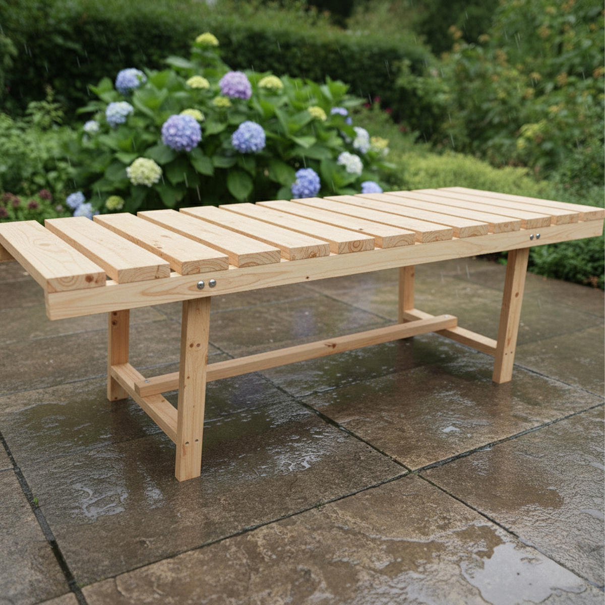 GARTENBANK - Hellbraun, Holz (110/35/38cm) - Relaxdays