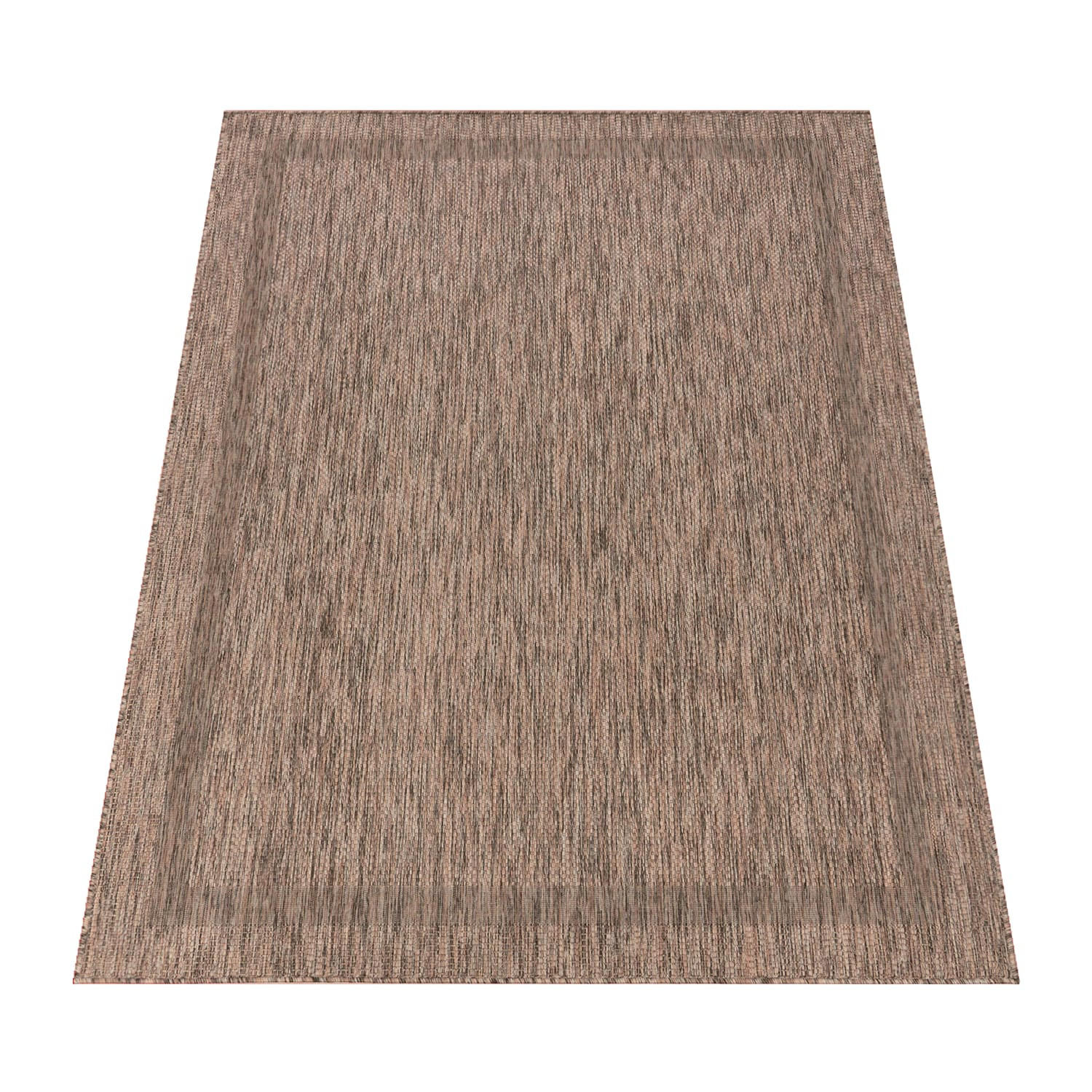 TEPPICH Outdoor Unifarben mit Bordüre Balkon, Terrasse schmutzabweisend Braun Läufer 80x150 - Braun, Textil (80/150cm) - KADIMA DESIGN