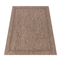 TEPPICH Outdoor Unifarben mit Bordüre Balkon, Terrasse schmutzabweisend Braun Läufer 80x150 - Braun, Textil (80/150cm) - KADIMA DESIGN