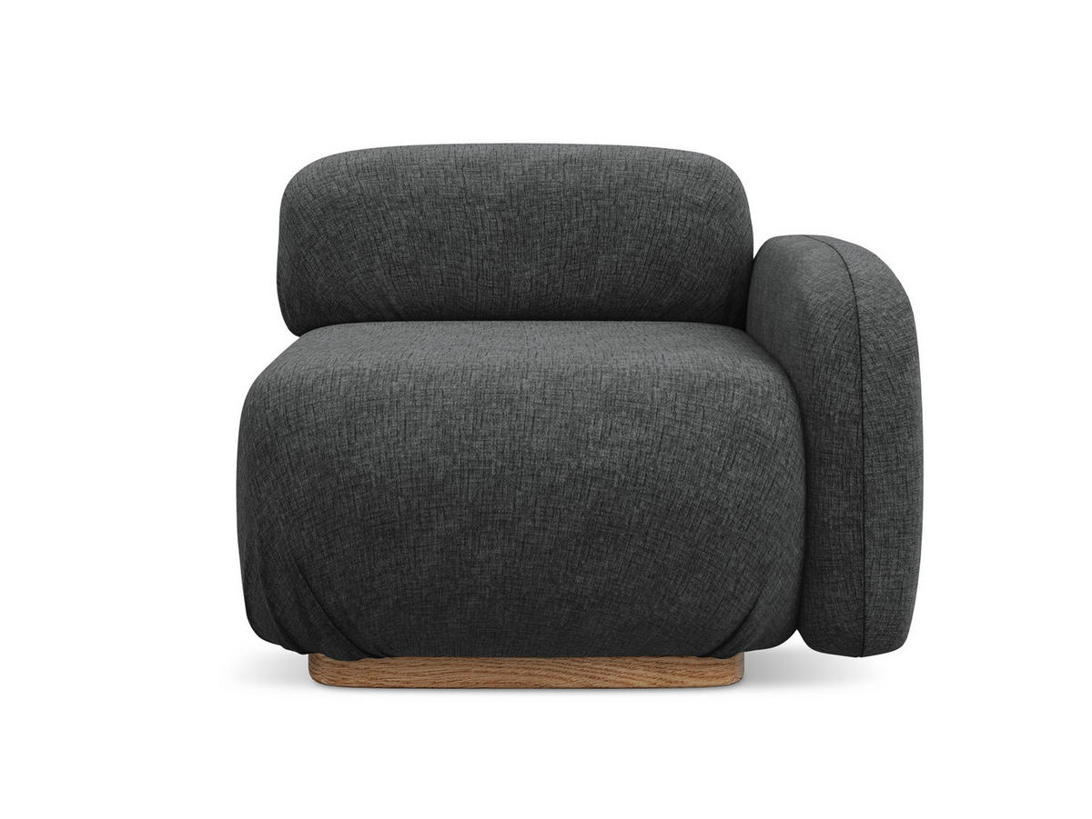 SOFAELEMENT Rechts Chenille Stoff Grau - Dunkelgrau/Braun, Holz/Textil (95/73/95cm) - Makamii