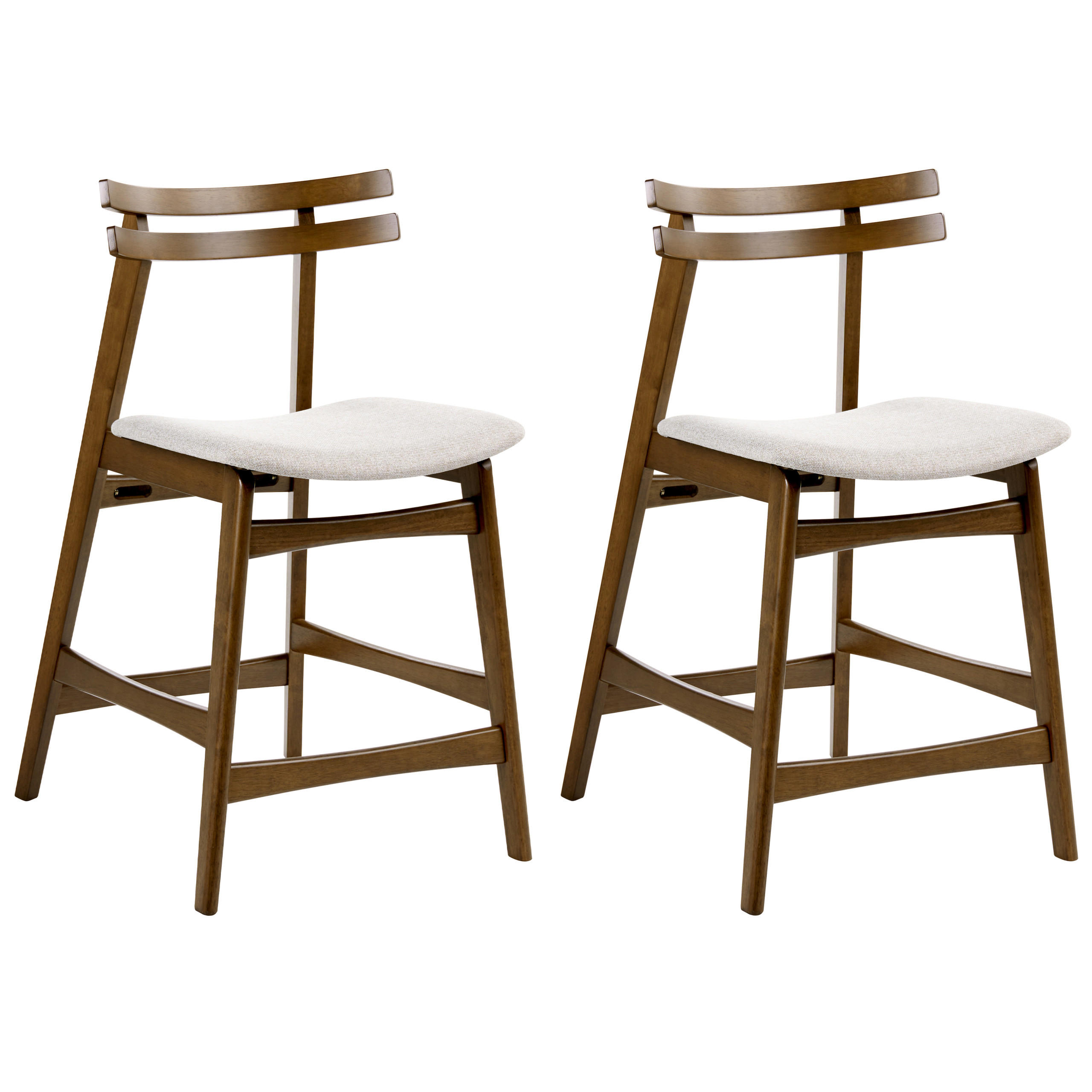 BARSTUHL 2er-Set Holz Braun/Hellbeige Cynthiana - Beige, Holz (52/91/63cm) - Beliani