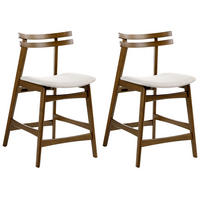 BARSTUHL 2er-Set Holz Braun/Hellbeige Cynthiana - Beige, Holz (52/91/63cm) - Beliani