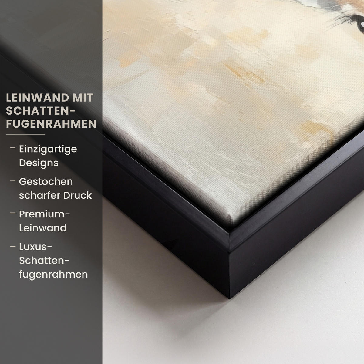 LEINWAND Bilder mit Rahmen - Hase - Ohren - Braun - 40x30 - Beige, Textil (40/30cm) - MuchoWow