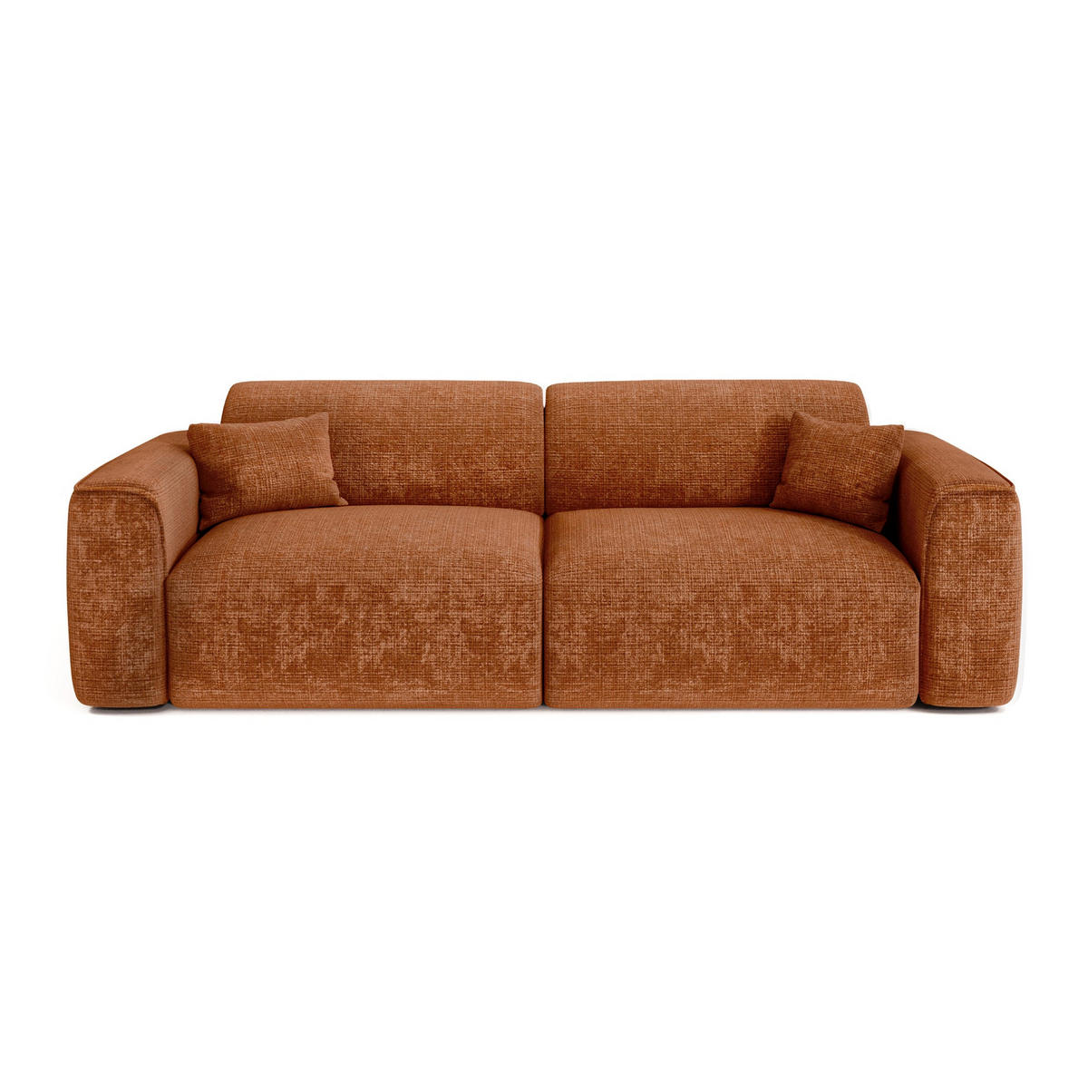 SCHLAFSOFA GERADE Geprägter Samt Terracotta 240cm - Dunkelorange/Terracotta, Textil (240/73/97cm) - Sia Home