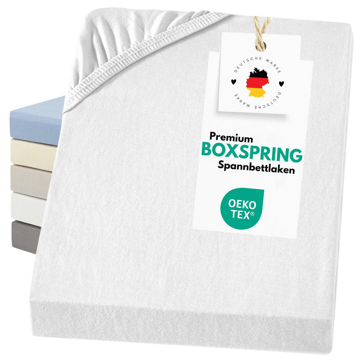 SPANNBETTLAKEN-BOXSPRINGBETT 180x200 - 200x200 Jersey Spannbetttuch 100% Baumwolle, Bettlaken Uni Weiß - Weiß, Textil (200/200cm) - Carpe Sonno