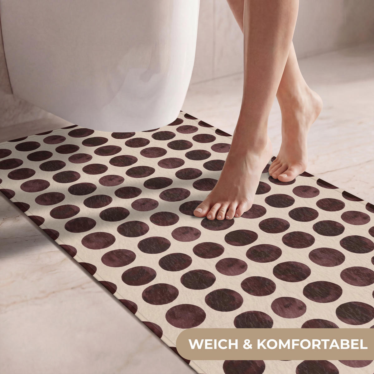 WC PŘEDLOŽKA Puntíky - Vzor - Hnědý 60x120 cm - bordeaux, textil/plast (60/1cm) - OnlyWow