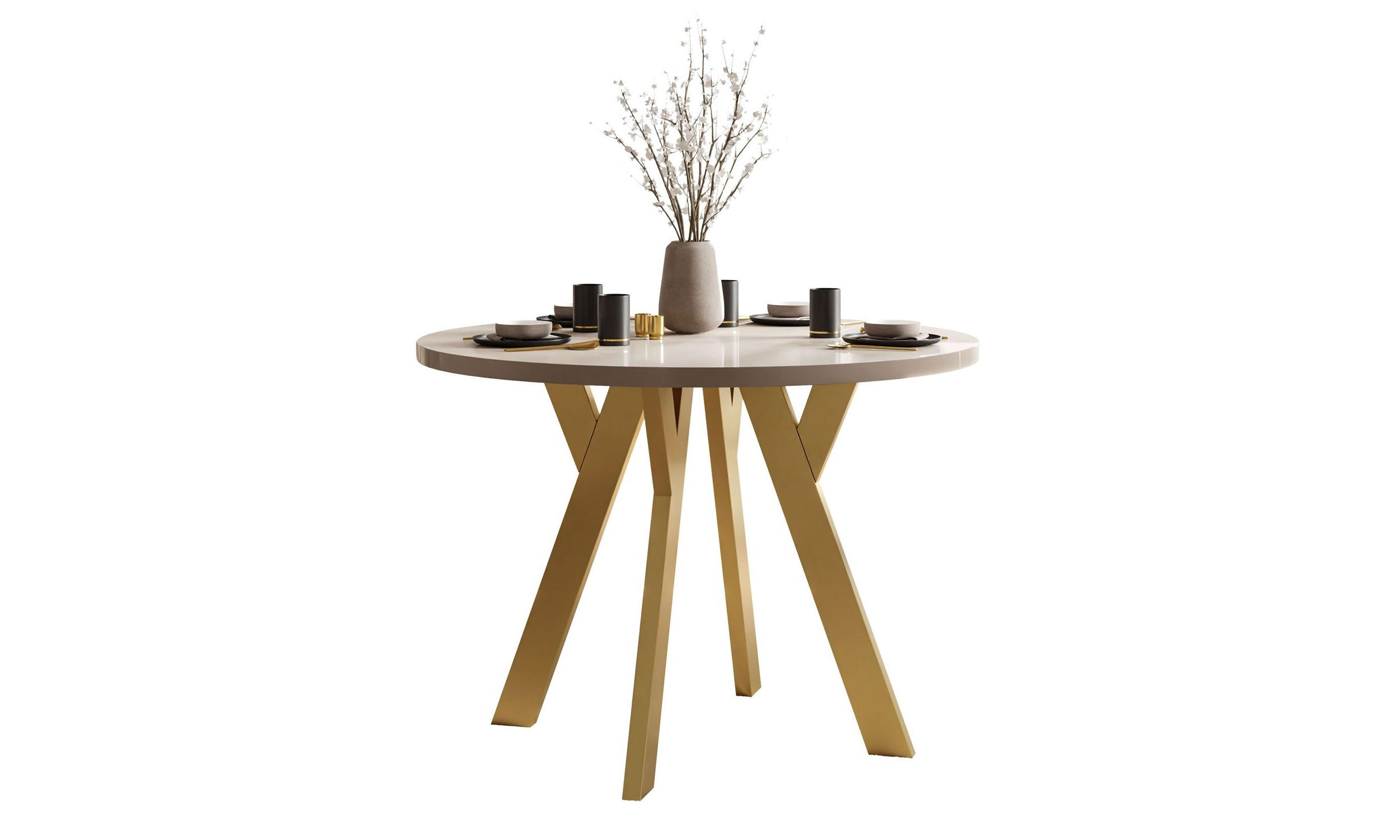 ESSTISCH VOLTA GLOSS 100/100/72,5 cm Tischplatte: Kaschmir Glanz; Gestell: Golden - Kaschmir/Goldfarben, Holzwerkstoff/Metall (100/100/72.5cm) - Lookway