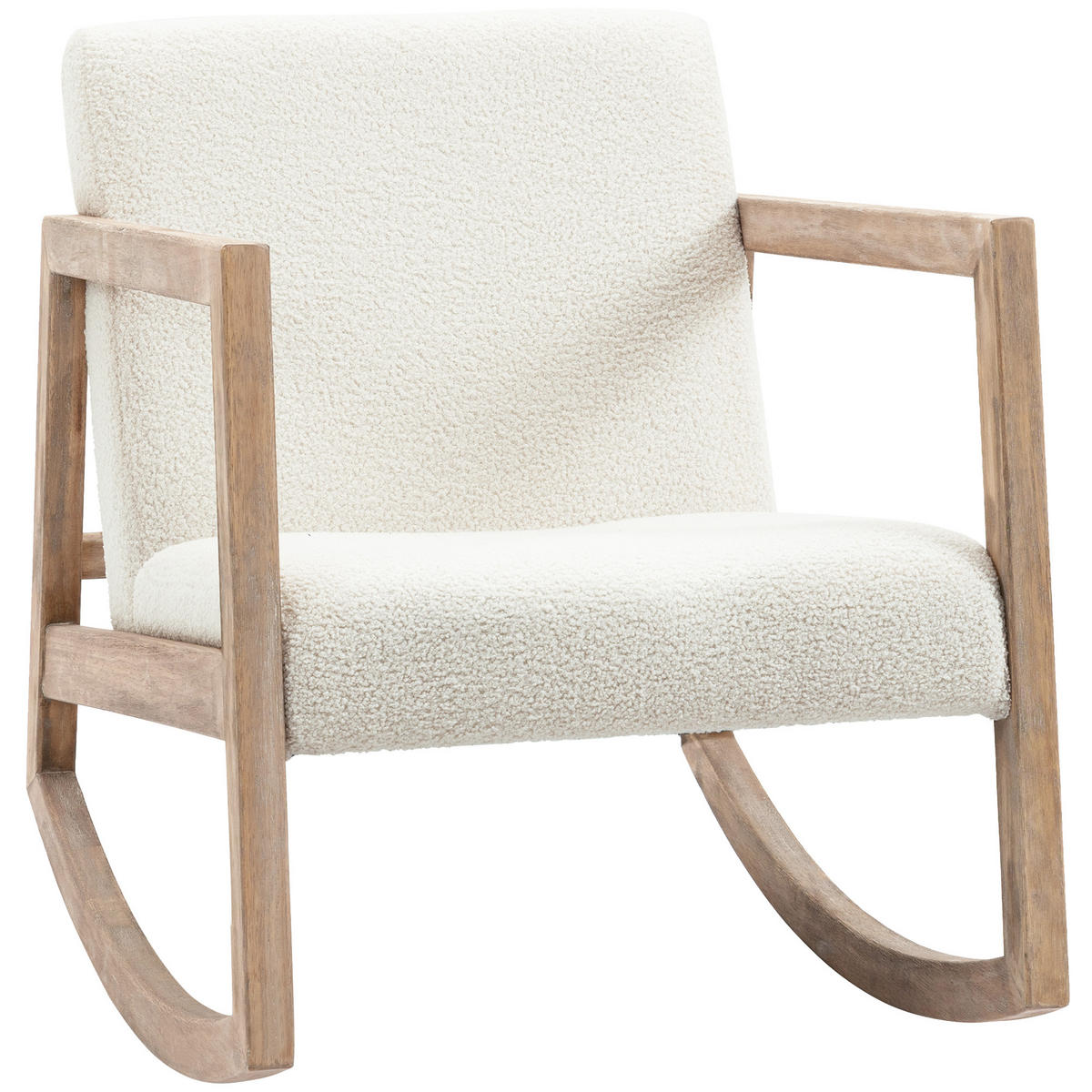 SCHAUKELSTUHL DE-07562 mit Holzrahmen und gepolsterter Sitzfläche Cremeweiß - Creme, Holzwerkstoff (81/71/60cm) - ComfortXL