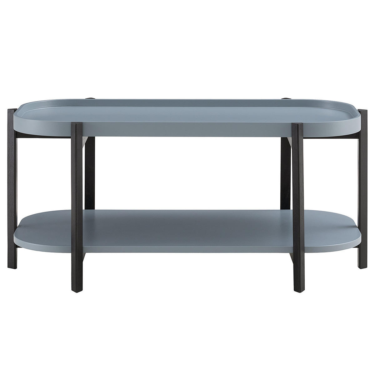 COUCHTISCH - Teilmassivholz - Eiche - Blaugrau/Schwarz, Holz/Holzwerkstoff (50/100/45cm) - home24