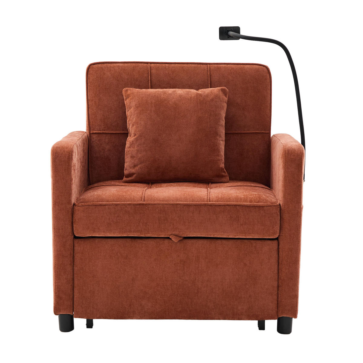 FERNSEHSESSEL Relaxsessel,Polsterliege mit Stauraum,Chenille,Orange - Orange, Textil (79/83/167cm) - LVHOM