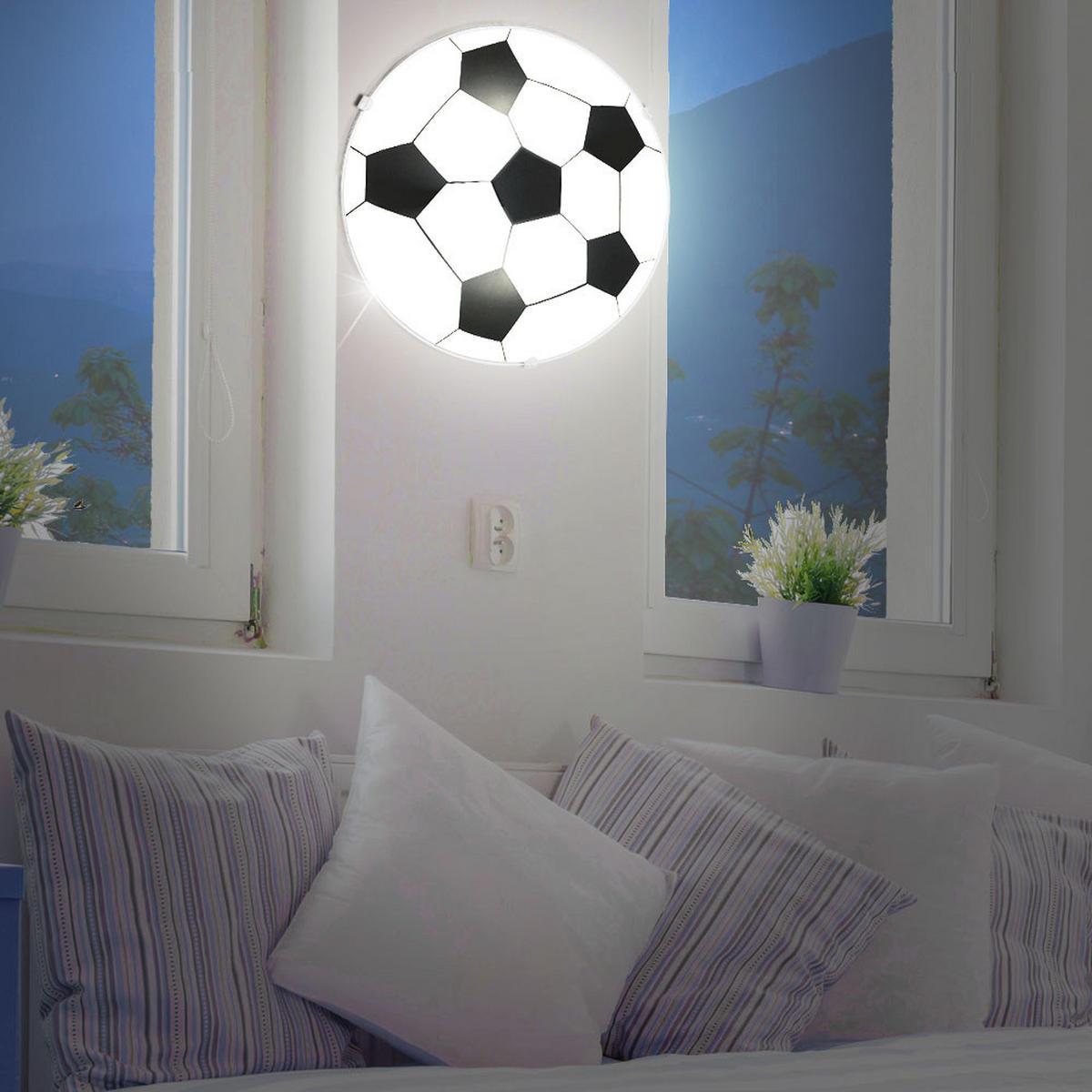 LED DECKENLEUCHTE Metall Schwarz Weiß - Weiß, Metall (25/25/8cm) - Globo Lighting