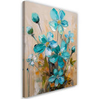 WANDBILD gemalte blumen türkis - Türkis, Textil (40/60cm) - Feeby