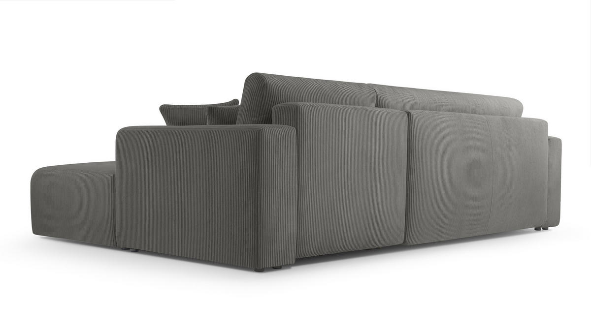 ECKSOFA L Form Catea Grau 279/145/84 cm Rechts mit Schlaffunktion - Schwarz/Grau, Kunststoff/Textil (279/145cm) - AX Living