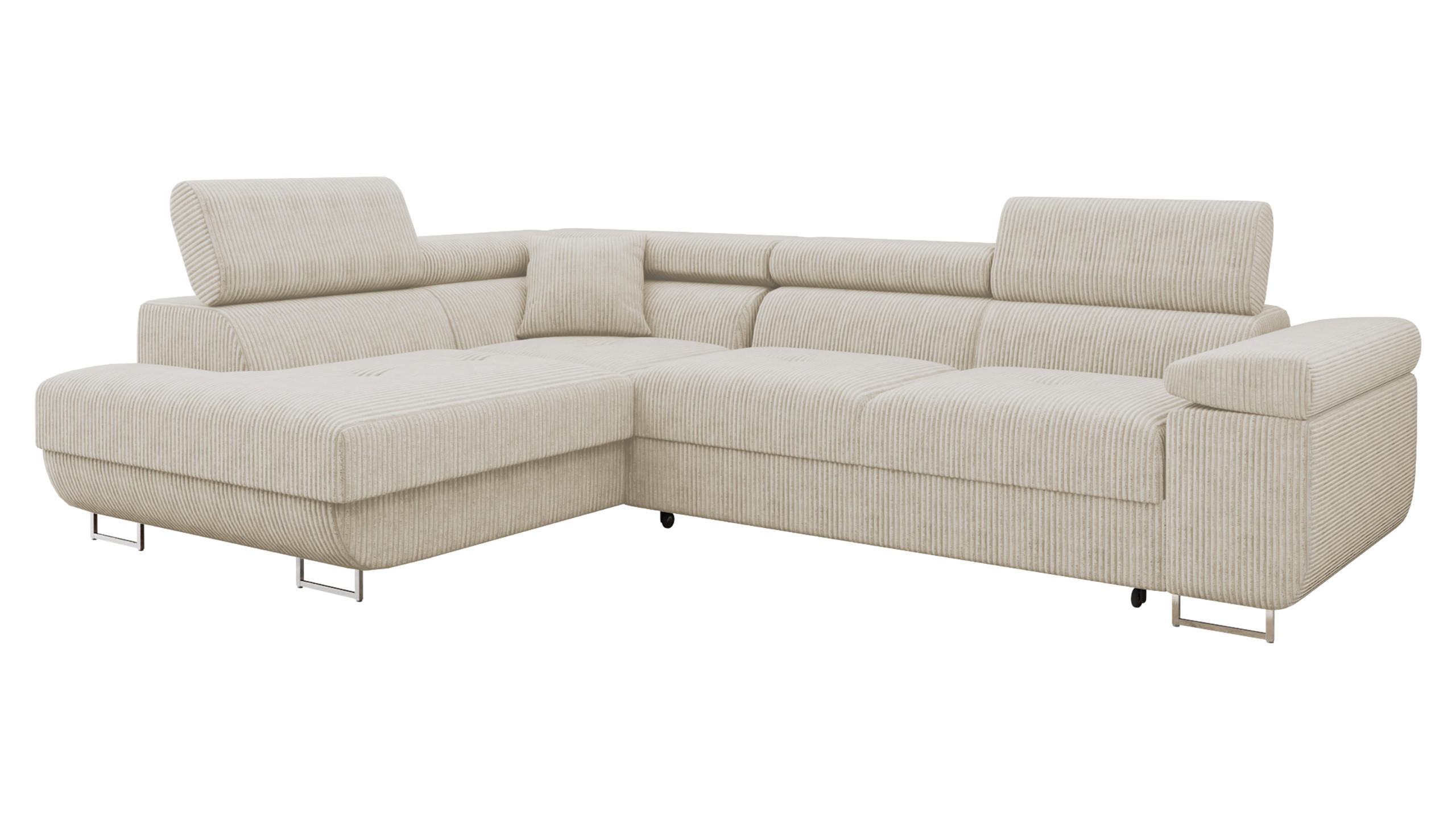 ECKSOFA Torezio Cord, Seite: Links - Beige, Holz/Textil (274/203cm) - MIRJAN24