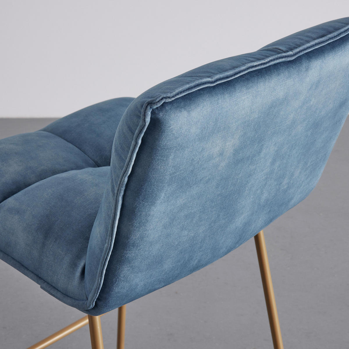 BARHOCKER Fonia Blau Samt Gepolstert - Blau, Holz (46/103.5/57cm) - Bessagi Home