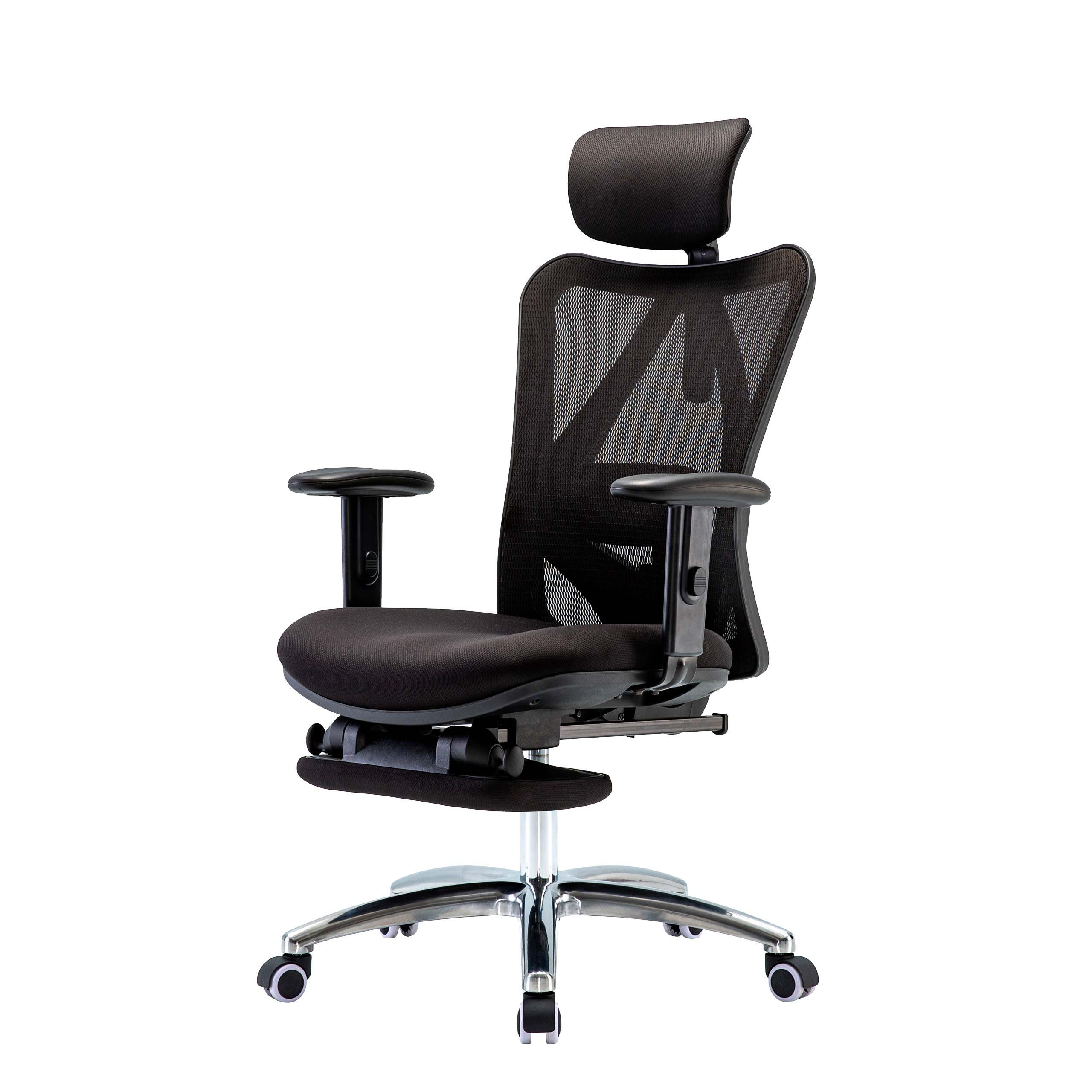 BÜROSTUHL MIT FUßSTÜTZE Schwarz - Schwarz, Textil (66/129/69cm) - SIHOO