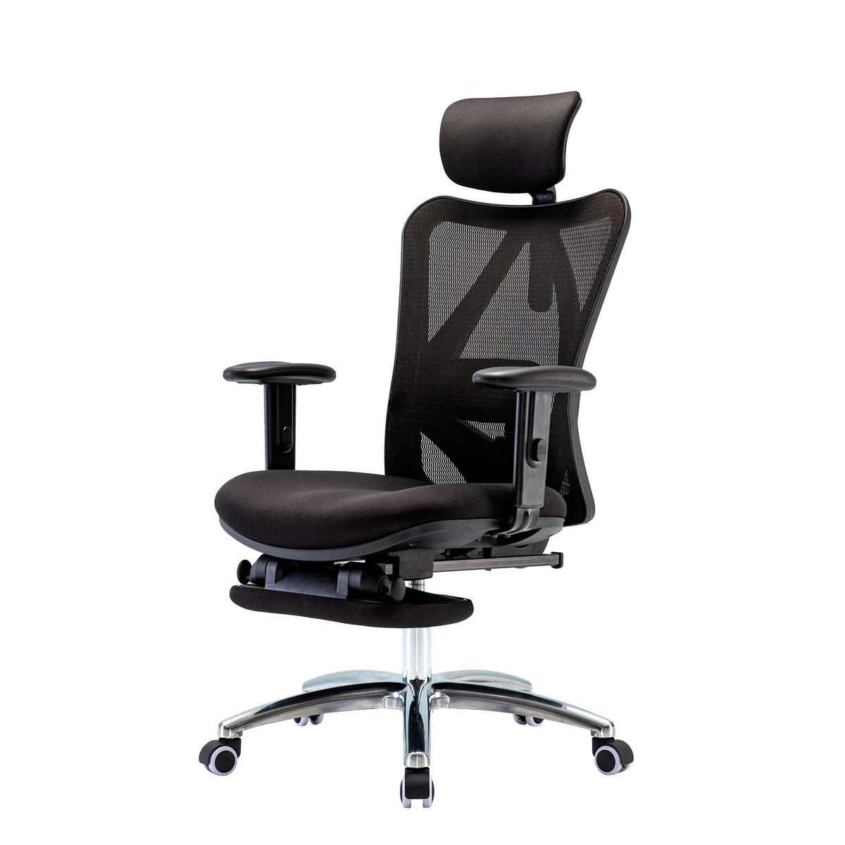 BÜROSTUHL MIT FUßSTÜTZE Schwarz - Schwarz, Textil (66/129/69cm) - SIHOO