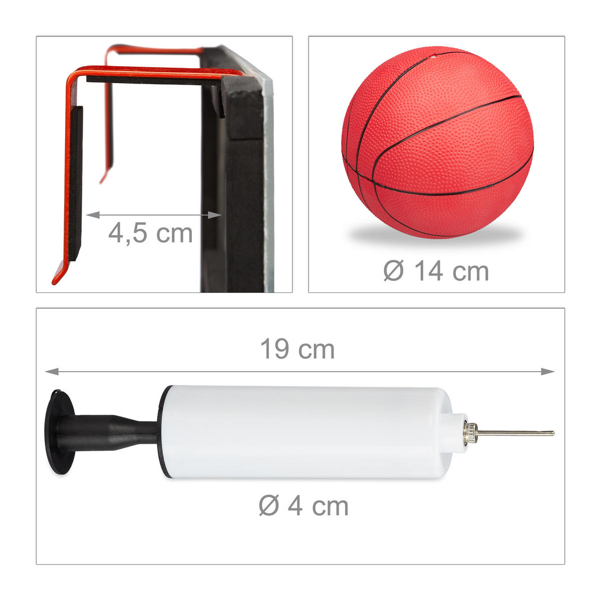 BASKETBALLKORB Kinderzimmer - Weiß, Kunststoff/Metall (45/33cm) - Relaxdays