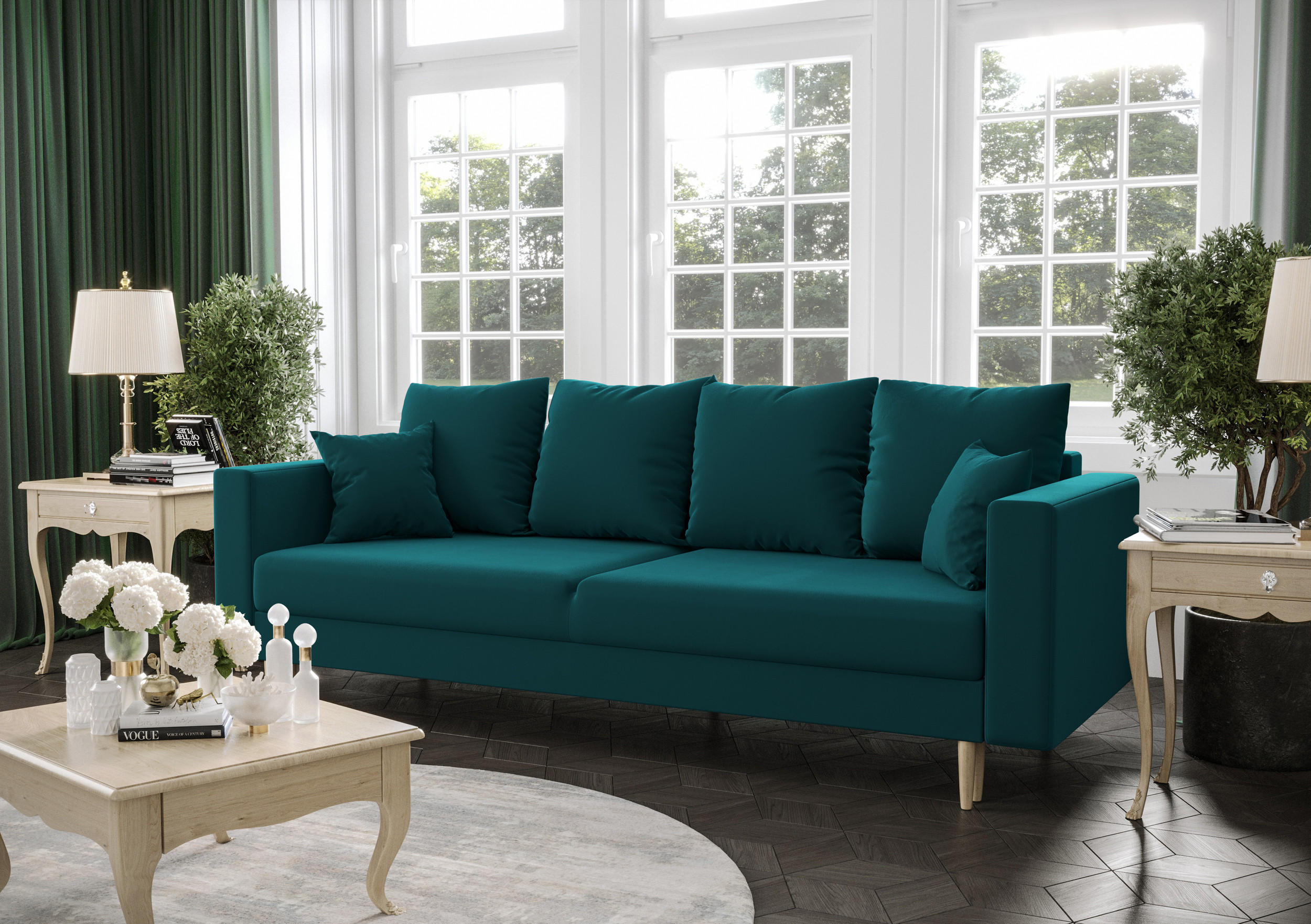 SOFA KRISTI mit Schlaffunktion ITAKA 39 Sofa mit Stauraum - Violett, Textil (90/87/230cm) - Bedante