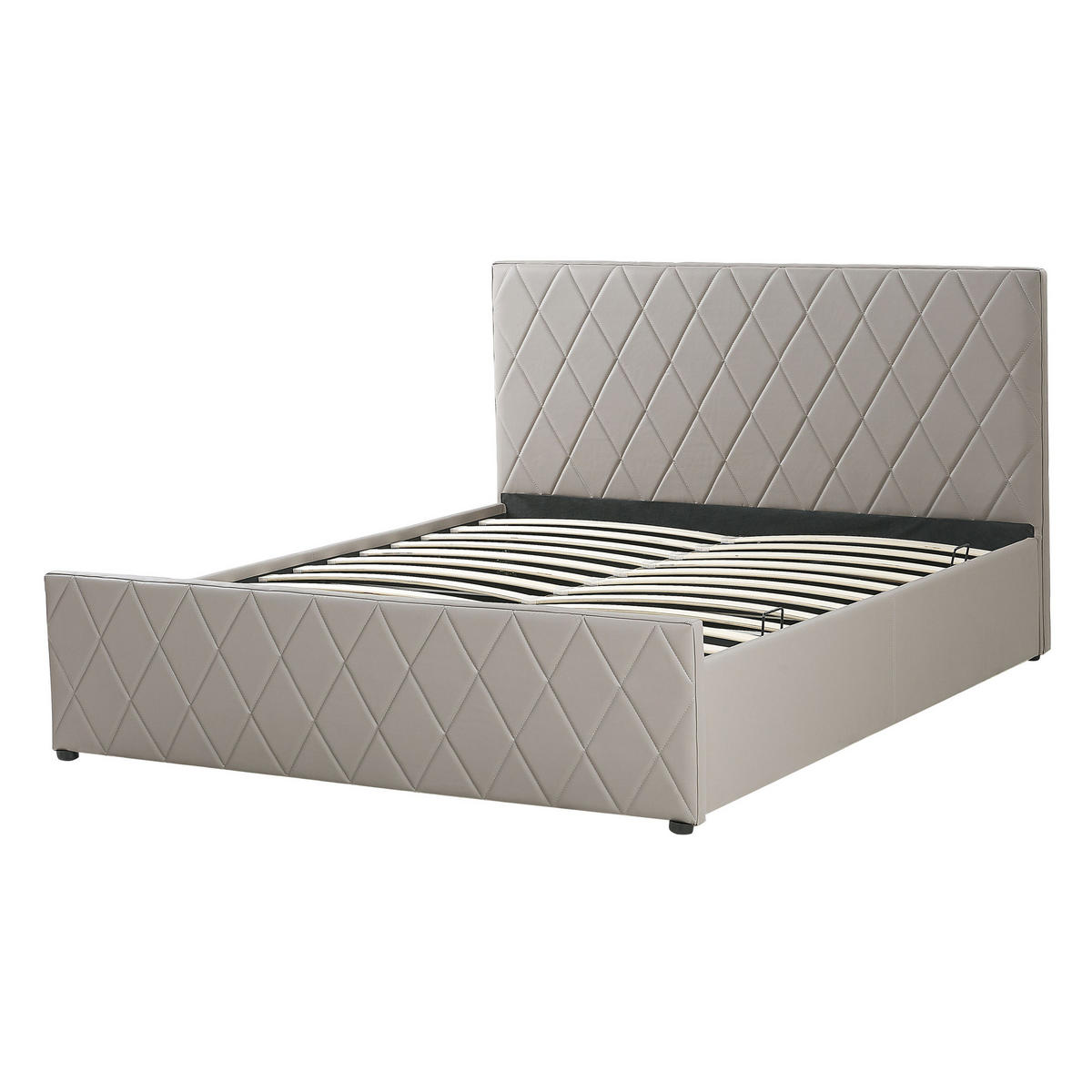 BETT mit Stauraum 140x200 cm Grau Rochefort - Taupe, Kunststoff (140/200cm) - Beliani