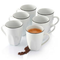 KAFFEEBECHER SET BILGOLA BLACK RIM - 6 teilig - Weiß, Keramik (32.5/18.5/22.5cm) - Sänger