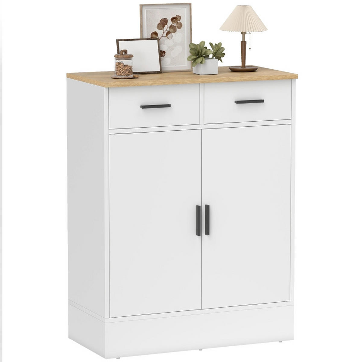 SIDEBOARD aus Holzwerkstoff 68,6x35x90,3 cm Weiß mit 2 Schubladen, verstellbarem Regal und viel Stauraum - Weiß, Holzwerkstoff (68.6/90.3/35cm) - Modfu