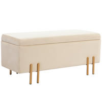 POLSTERBANK Mit Stauraum DE-07135 Metall & Kautschukholz, bis 220 kg Beige - Beige, Holz/Textil (40/42/100cm) - ComfortXL