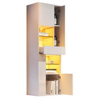 VITRINE aus Spanplatte 55x38x170 cm Weiß mit LED-Beleuchtung, Schublade und verstellbaren Einlegeböden - Weiß, Holzwerkstoff (55/170/38cm) - IVMEU