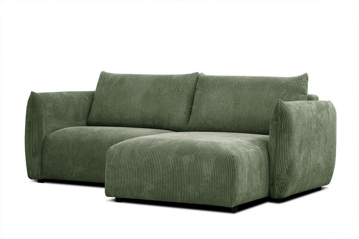 ECKSOFA TAUER 3-Sitzer, olivgrün - Schwarz/Olivgrün, Holzwerkstoff/Kunststoff (206/173cm) - Courtois Laville