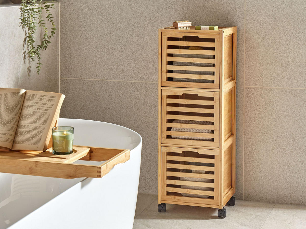 BAD-WANDSCHRANK 32 cm Hellbraun Shawnee - Braun, Holz (32/90/30cm) - Beliani