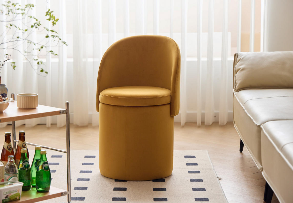 HOCKER Samt Gelb - Gelb, Textil (46/78/43cm) - Nordlys