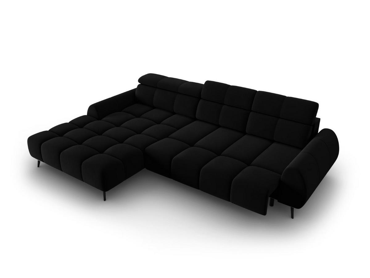 ELEKTRISCHES-ECKSOFA links Alyse aus Samt schwarz 5 Sitzplätze - Schwarz, Textil (188/295cm) - Micadoni