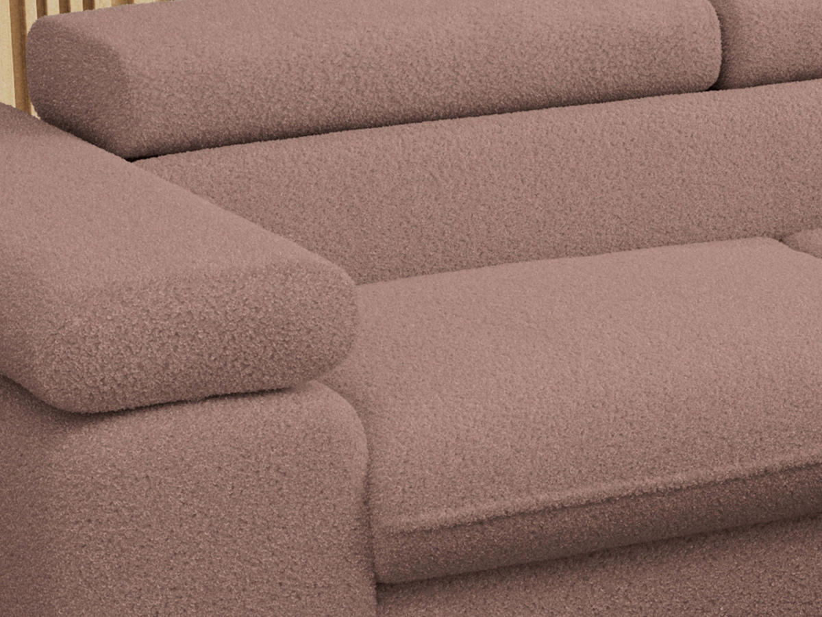 ECKSOFA PEDRO L Rosa Boucle - Rechts Seite - Schwarz/Rosa, Textil/Metall (273/208cm) - MKS
